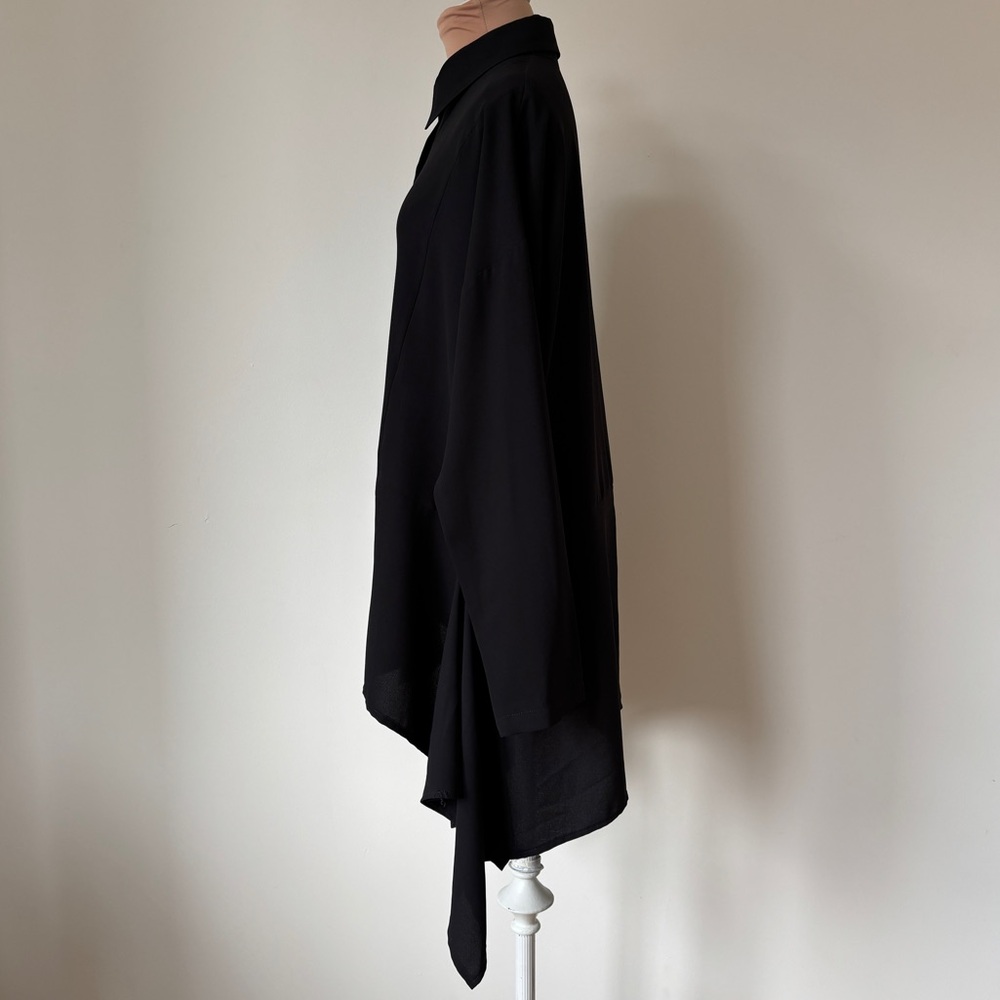 Ivan Grundahl Asymmetrical Hem Draped Button Up Long Sleeve Blouse EUC DK38 US8 - Picture 2 of 8